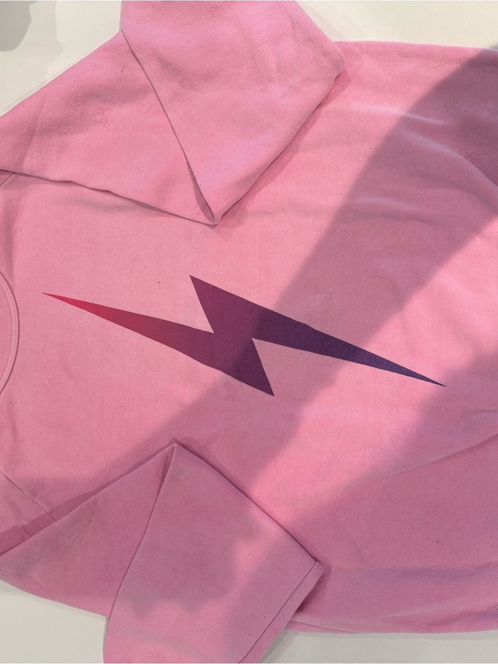 Aviator Nation Pink Crewneck with Gradient Lightning Bolt